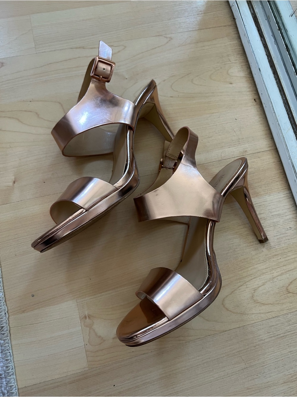MICHAEL Michael Kors Rose Gold Metallic Ankle-Strap Stilettos - Picture 5 of 5